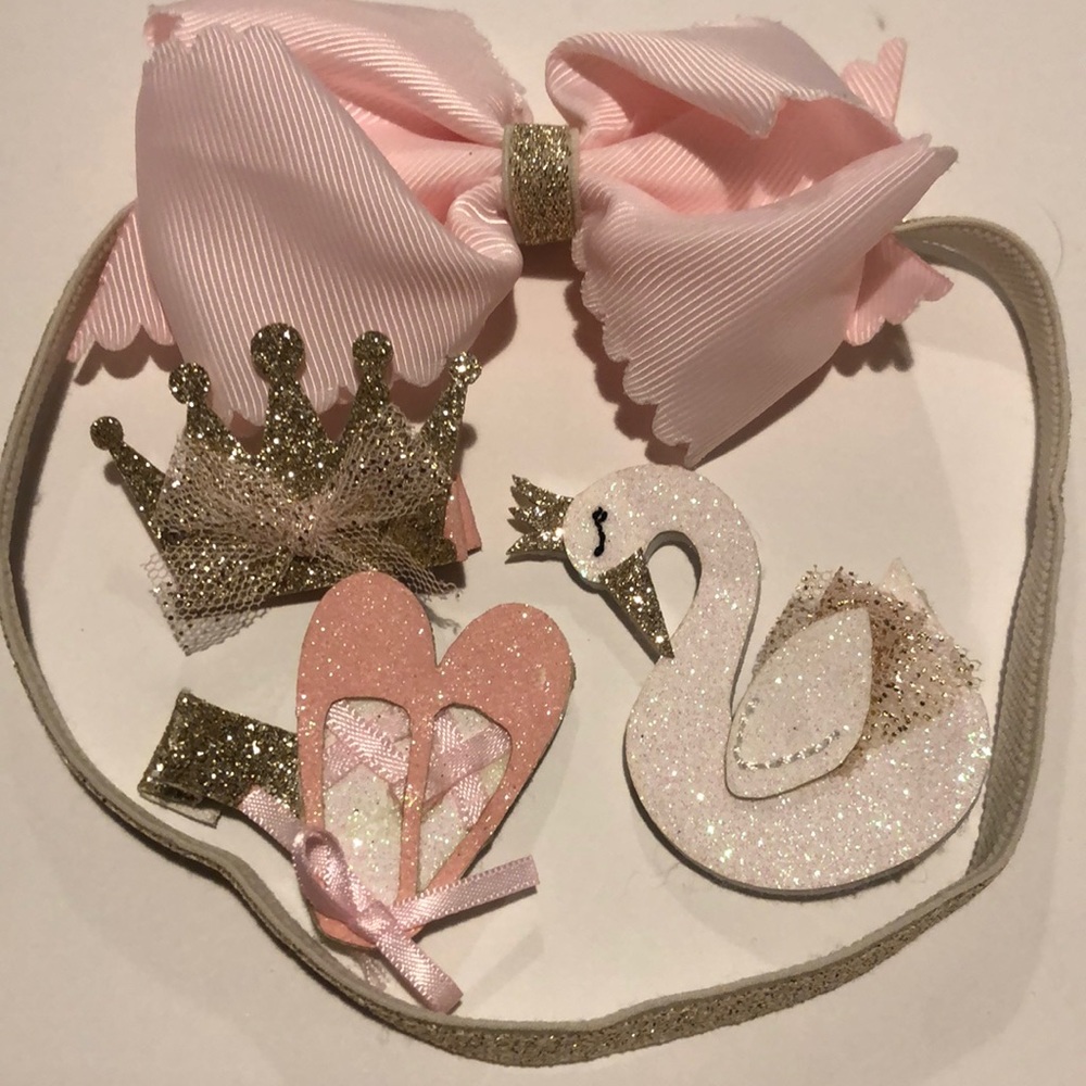 Mud pie Swan Crown Ballerina Headband Bow New!
